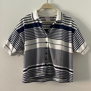 Striped button down polo shirt